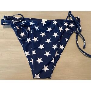 Stars Bikini Bottom Tie Side Medium Blue‎ White Patriotic Swimwear